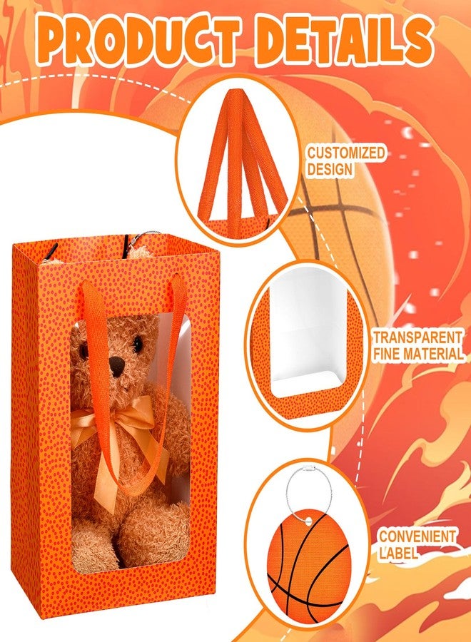 Sunnymove 12 Pcs Basketball Gift Bags with Clear Window and 12 Pcs Luggage Tags Basketball Themed Bags with Handles 7 x 5 x 10'' for Team Gift Goodie Snacks Treats Sport Theme Games Day Party Supplies - Image 3